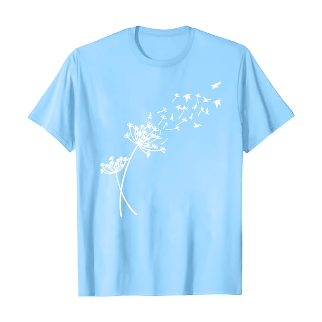 Nouveaux et Tendances T-Shirts Graphiques Uooqdmx pour Femmes, Hauts Floraux pour Femmes, Mode Plage pour Femmes, Mignons Col Rond Tournesol Graphique Décontracté Imprimé, Hauts de Printemps pour Femmes 2025, Bleu Clair TG