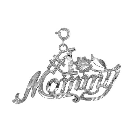 18K White Gold #1 Mommy Pendant - 19 mm