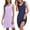 Navy&Light Purpe, variant on Womens Bamboo Rayon Nightgowns Sleeveless Cooling Nightshirts Soft V Neck Tank Sleep Shirts S-XXL(Rose Pink&Navy, XL)