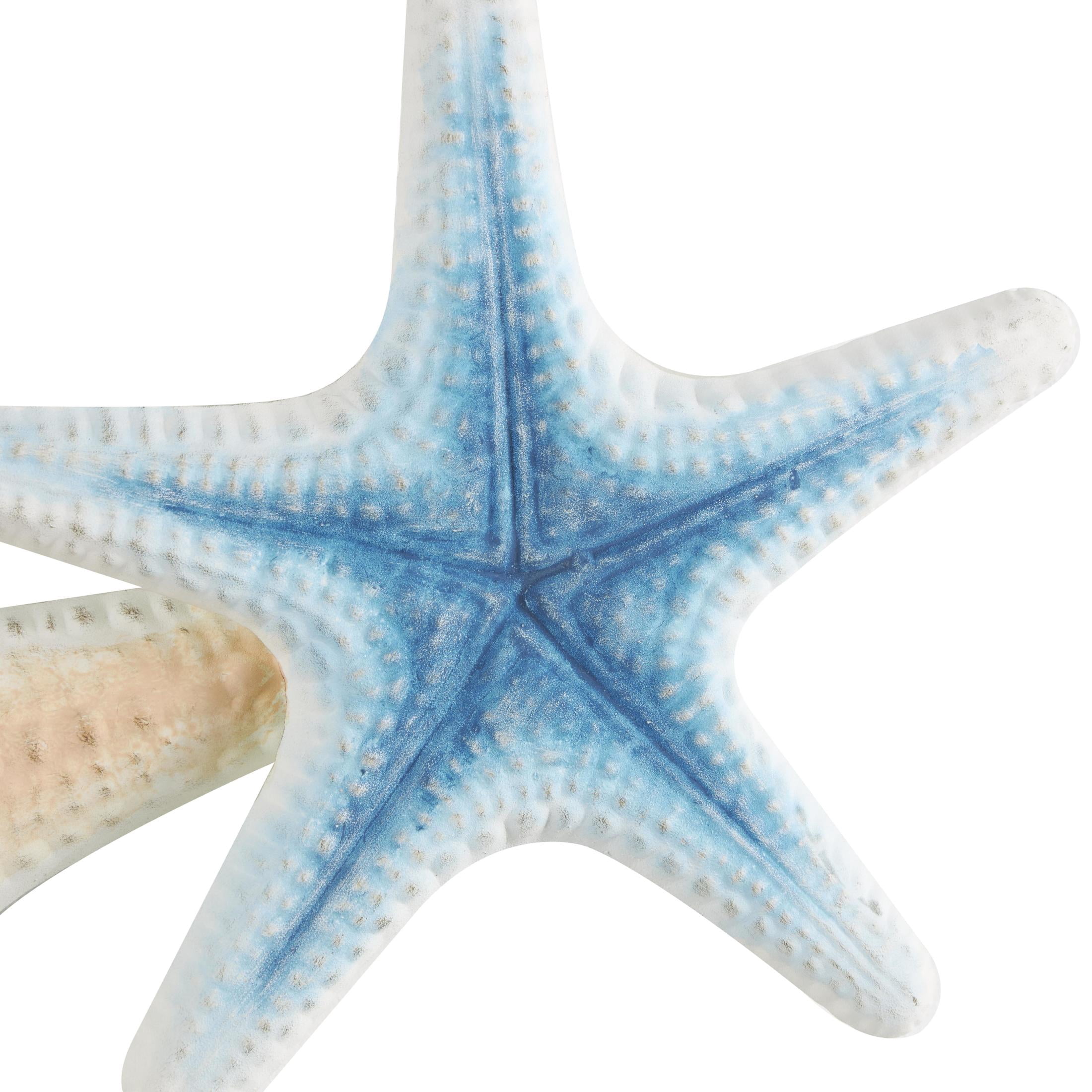 DecMode Brown Metal Layered Starfish Wall Decor with Blue and Red Accents