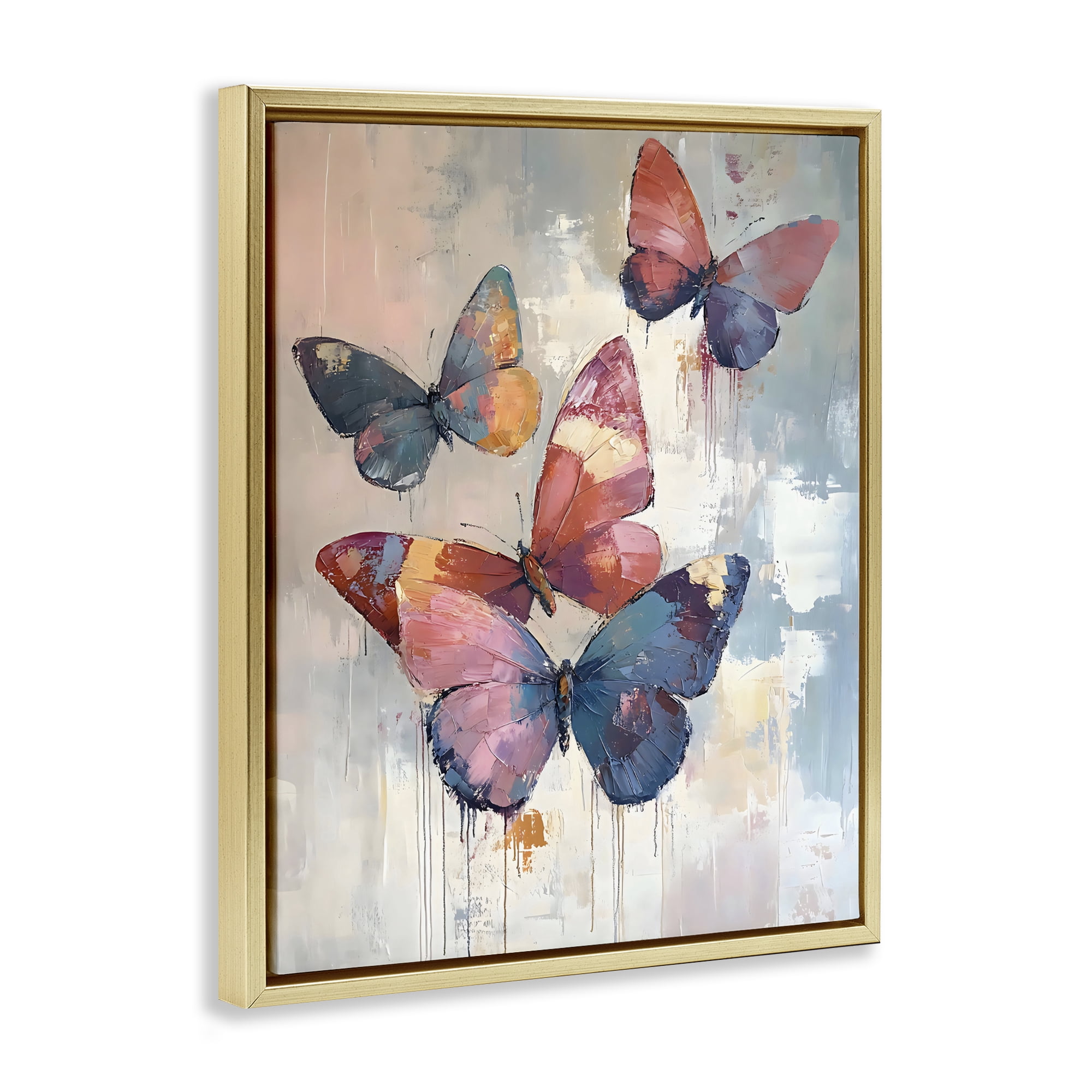 Stupell Industries Butterfly Beauty in Flight Gold Framed Floater Canvas Wall Art, design by Creative Studio