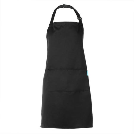 

Adults Polyester Kitchen BBQ Restaurant Apron with Adjustable Neck Belt 2 Pockets for Cooking Baking Gardening for Men Women--Black