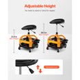 thumbnail image 2 of KFFKFF Tabouret d'Atelier Roulant, Siège de Garage Pneumatique Robuste avec Capacité de 300 Lb, Siège à Roulettes à Hauteur Réglable, Tabouret d'Atelier Rembourré Pivotant à 360° avec Roulettes, 2 of 9