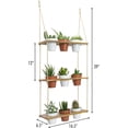 thumbnail image 3 of Wall Hanging Herb Planters, 3 Tiered Vertical Planter Shelf with Metal Pot Set, Indoor Garden, Wood Herb Garden for Kitchen, Vertical Hanging Planters Wall Hanging - Terracotta & White Pots, 3 of 9