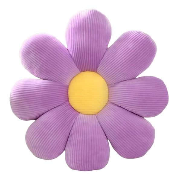 Daisy Flower Pillow Seat Cushion Soft Plush Floor Pillow for Office Chair and Home Decor Aesthetic Floral Throw Pillow for Reading Nook 21 Inches Purple