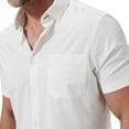 thumbnail image 4 of Mizzen+Main Leeward Wrinkle-Resistant Short-Sleeve Button-Up Performance Men's Dress Shirt with 4-Way Stretch, Trim Fit (White Solid, X-Large), 4 of 7