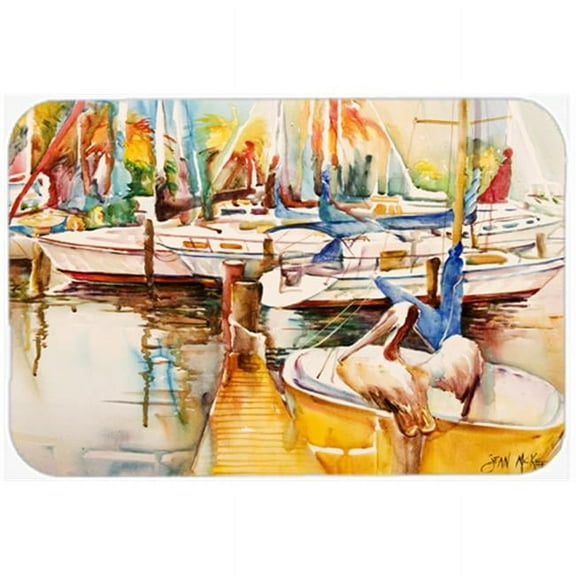 Sailboat With Pelican Golden Days Glass Cutting Board, Large