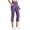 QH129_Purple, variant on Pull On Capris for Women Elastic Waist Stretch Side Slit Capris with Pockets Dressy Casual Work Leggings White L