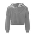thumbnail image 5 of zfwon Women Hoodie Jacket Cropped Sweatshirts Y2K Streetwear Hoodies Full Zip Up Ladies Plain Hooded Sweatshirt Long Sleeve Pullover Lightweight Soft Solid Color Jacket Athletic Top, 5 of 9
