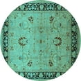 thumbnail image 1 of Ahgly Company Indoor Round Oriental Turquoise Blue Industrial Area Rugs, 3' Round, 1 of 4
