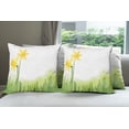 thumbnail image 6 of Ambesonne Floral Throw Pillow Cover 4 Pack, Daffodils with Grass, 20", Green Yellow, 6 of 7