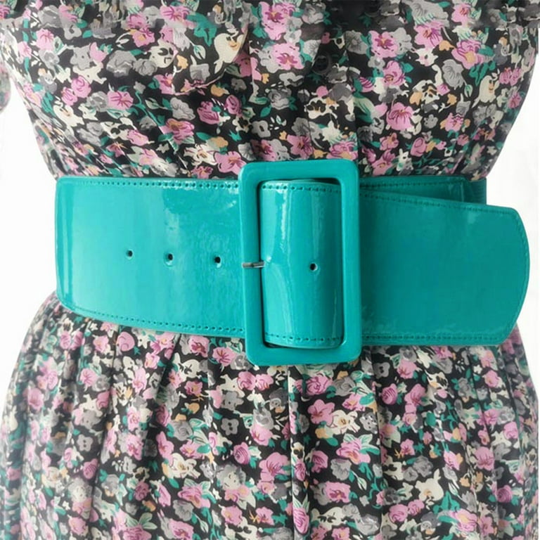 CBGELRT Wide Belts for Women Candy Color Leather Elastic Waist Belt Vintage  Plus Size Stretchy Corset Waistband for Dress, Mint Green