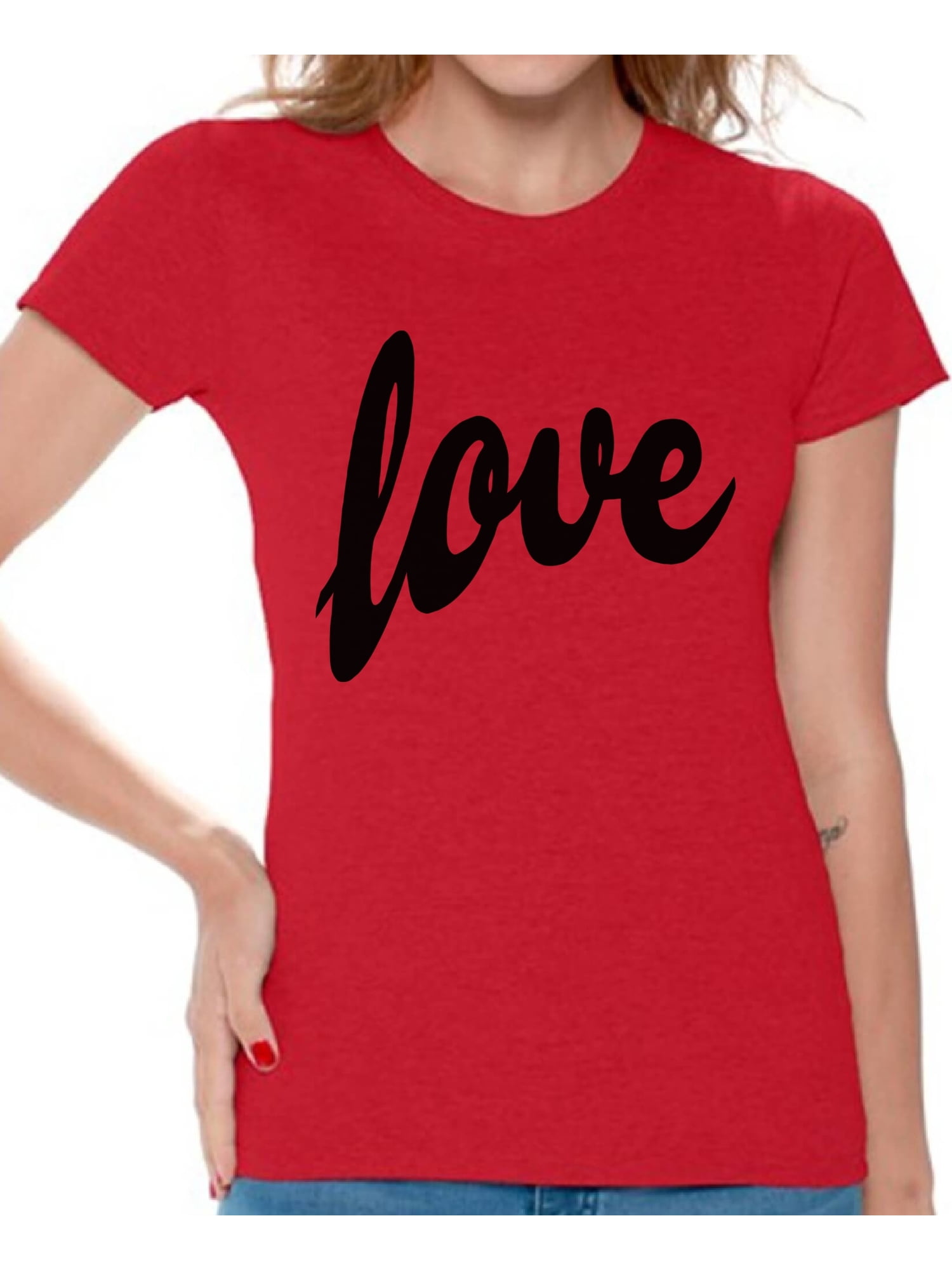 Script Love Valentine's Day Ladies Cotton T-Shirt