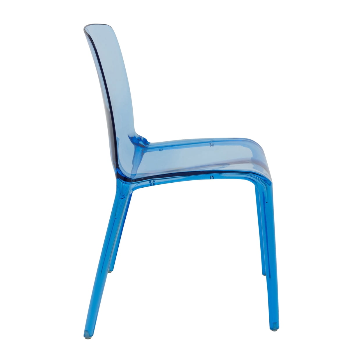 LeisureMod Murray Mid-Century Modern Dining Chair - Transparent Blue Acrylic, Ergonomic Design, Stackable