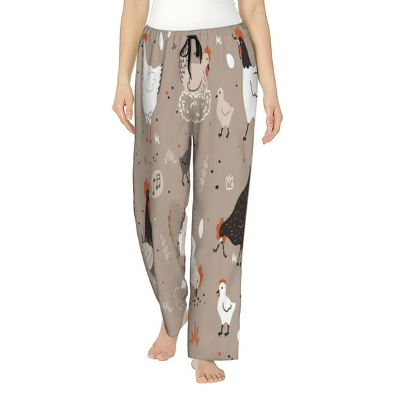 Logiee Chicken Print Women Pajama Pants,Comfy Pj Bottom with Pockets & Drawstring,Stretch Casual Sleepwear-Small