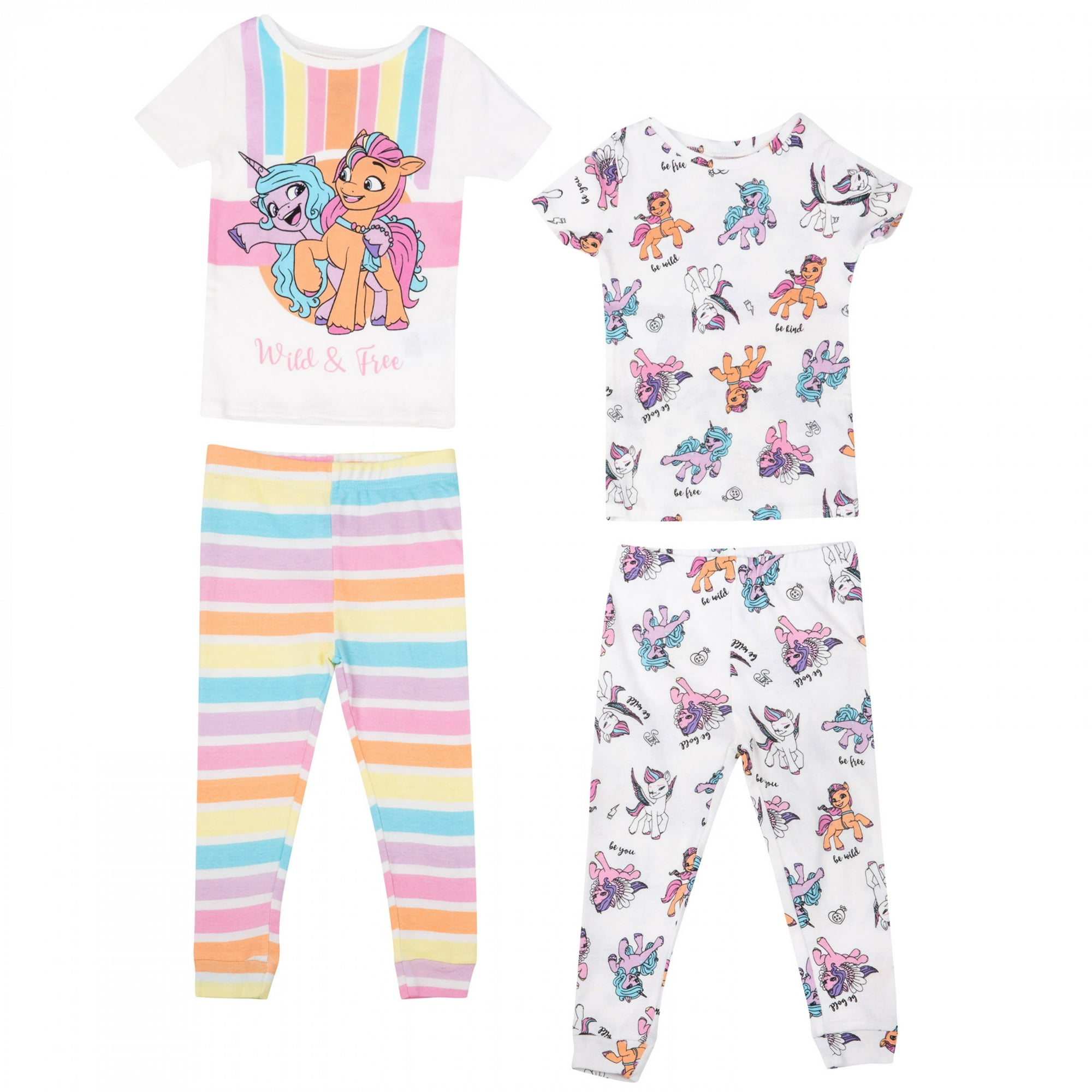 My Little Pony Wild and Free 4 Piece Toddler Girl s Pajama Set Toddler 4T Walmart