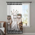 thumbnail image 4 of Cute Owls Sheer Curtains 72 Inches Long, Winter Vintage Animals Berry Black Plaid Light Filering Curtains, Breathable Simi Curtain Privacy Drapes for Living Room Bedroom Lightweight Window Treatment, 4 of 9