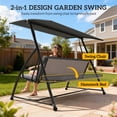 thumbnail image 4 of Outsunny Patio Swing Chair, 3 Person Convertible Hammock, Dark Grey, 4 of 10