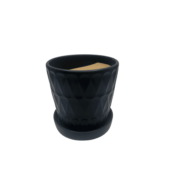 Frequency Pot with Attached Saucer - Matte Black - 5.25" x 5.25"