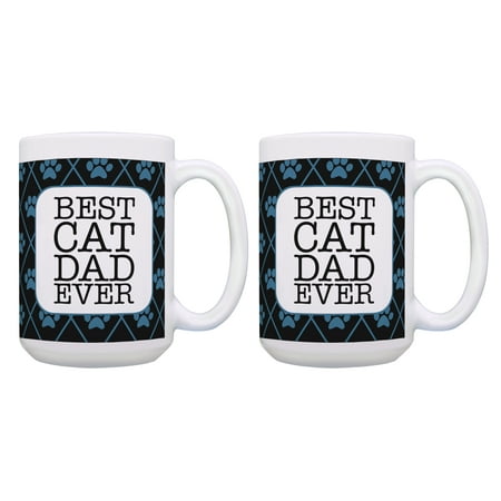 

ThisWear Cat Lover Best Cat Dad Ever Funny Cat 2 Pack 15oz Coffee Mugs Black