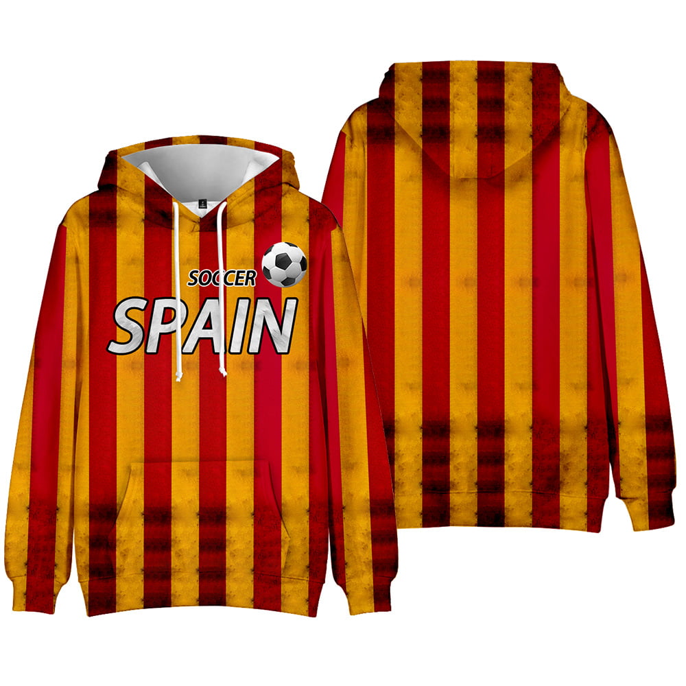 Unisex World Cup Costume National Pullover of Print Sweatshirt Flag Hoodie Hoodies Sleeve Hooded 3D Flag Spain Long Fashion
