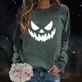thumbnail image 2 of WEIWEN Halloween Sweatshirt for Women 2026 Funny Pumpkin Face Printed Crewneck Long Sleeve Tops Women's Clothing Dressy Casual Fall Outfits for Women Sweaters Grey, M, 2 of 6