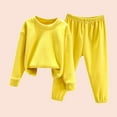 thumbnail image 2 of safuny Clearance Toddler Baby Boys Girls Candy Color Solid Color Leggings Casual Kids Sports Pants Hoodies Set Sweatshirts Playwear Outs Sets Pajamas Trackuits Yellow 9Y, 2 of 3