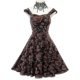 thumbnail image 3 of Halloween Gothic Vintage Printed Dress Square Collar Wrapped Chest Bowknot Women Summer Party Elegant Dress, 3 of 3