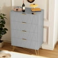 thumbnail image 6 of UEV Grey 4 Drawer Dresser for Bedroom, Tall Dresser with Large Drawer & Golden Handles, Wooden Modern Storage Cabinet Chest of Drawer for Living ROM, Closet, Hallway (Grey), 6 of 14