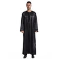 thumbnail image 2 of Fewfanhot Men's Long Sleeve Muslim Thobe, Solid Color Collared Kaftan Robe, Traditional Islamic Jubba with Pockets, S-3XL, 2 of 9