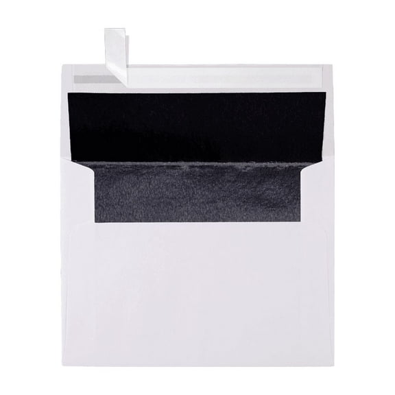 LUXPaper A2 Invitation Envelopes, 4 3/8 x 5 3/4, White w/Black LUX Lining, 50/Pack