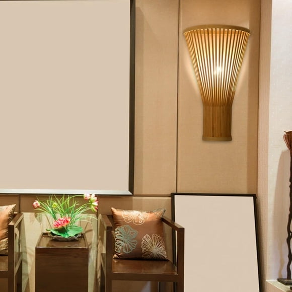 Lámpara de pared de bambú creativa LED Accesorios de iluminación de tejido Novedad Luces de noche vintage para comedor Cocina Colco lamparas de pared
