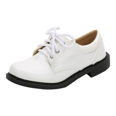 Akiihool Boys Shoes Boy s Casual Dress Oxford Comfort Uniform Formal Fashion Sneaker Shoes (White 11-11.5 Years)