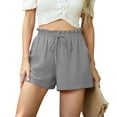 thumbnail image 5 of Annhoo Womens Summer Shorts Drawstring Ruffle Elastic Waisted Trendy Lounge Solid Color Casual Shorts, 5 of 7