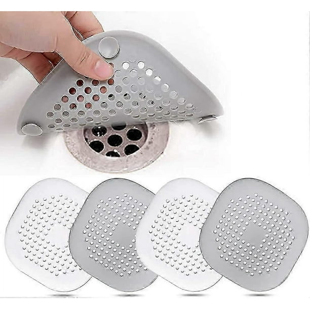4 Pcs Silicone Drain Protector with Sucker Sink Strainer Protector, Shower Drain Cover Hair Catcher, Strainer Plug Trap Filter