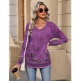 thumbnail image 7 of Zeagoo Womens Tops Long Sleeve Shirts V Neck Trendy Tee Pleated Tshirts Loose Tunic Work Clothes, 7 of 7