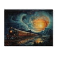 thumbnail image 3 of Designart "Train Rails by Vincent A Yellow and Blue Journey" Transportation Print on Natural Pine Wood, 3 of 5