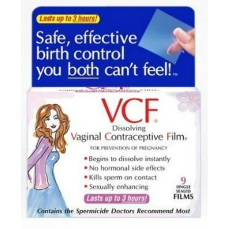 VCF Vaginal Contraceptive Film - 9ct * Safe, Effective Birth Control you both CAN'T Feel!, Begins to dissolve instantly By
