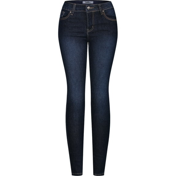 2Luver, Women's, Stretchy 5 Pocket Dark Denim Skinny Jeans, Medium Blue, 15
