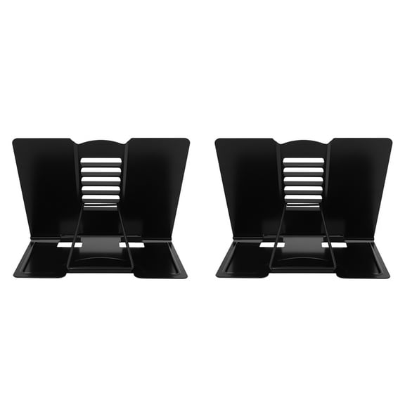 2X Desk Book Stand Metal Reading Rest Book Holder Angle Adjustable Stand Document Holder Sturdy (Black)