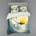 thumbnail image 2 of Ambesonne Ocean Bedding Set 3 Pcs, Cloudy Tropical Island, Twin, Beige Yellow Navy, 2 of 3