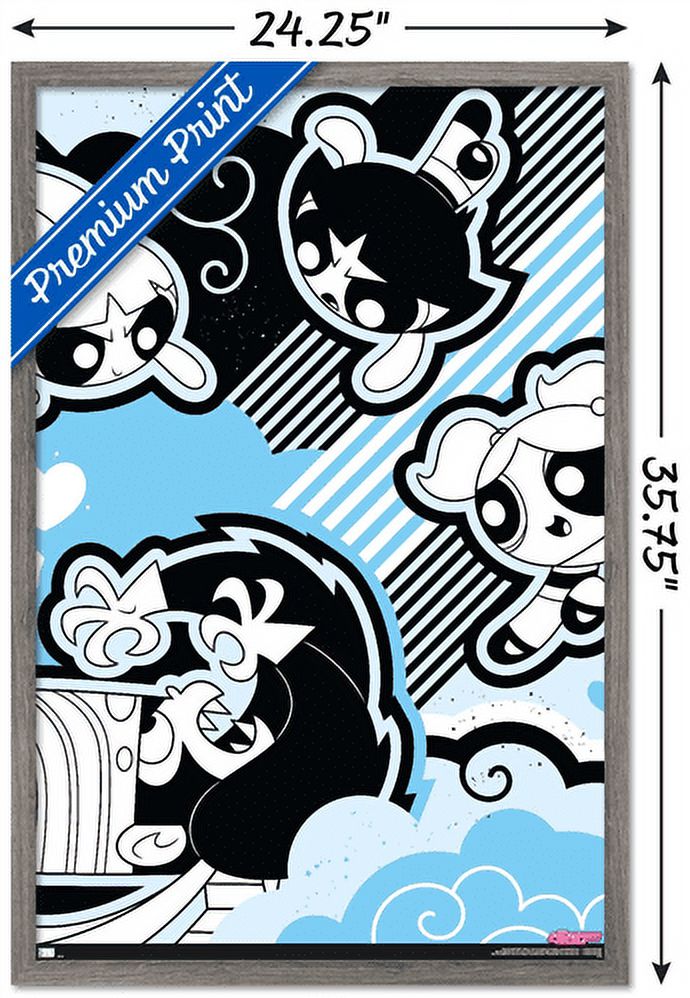 The Powerpuff Girls - Mojo Fight Wall Poster, 22.375" x 34", Framed
