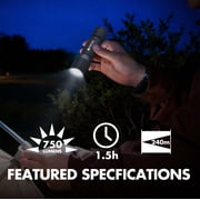 Ozark Trail LED Flashlight, 750 Lumens, IPX4 Water Resistant, 6 Hour Runtime
