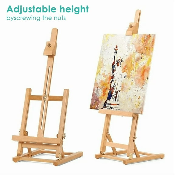 Wekvgz Desktop Art Easel Foldable Tabletop Easel Stand Height and Angle Adjustable Wooden Small Easel Portable Mini Desktop Easel for Studio Classroom Outdoor Sketching