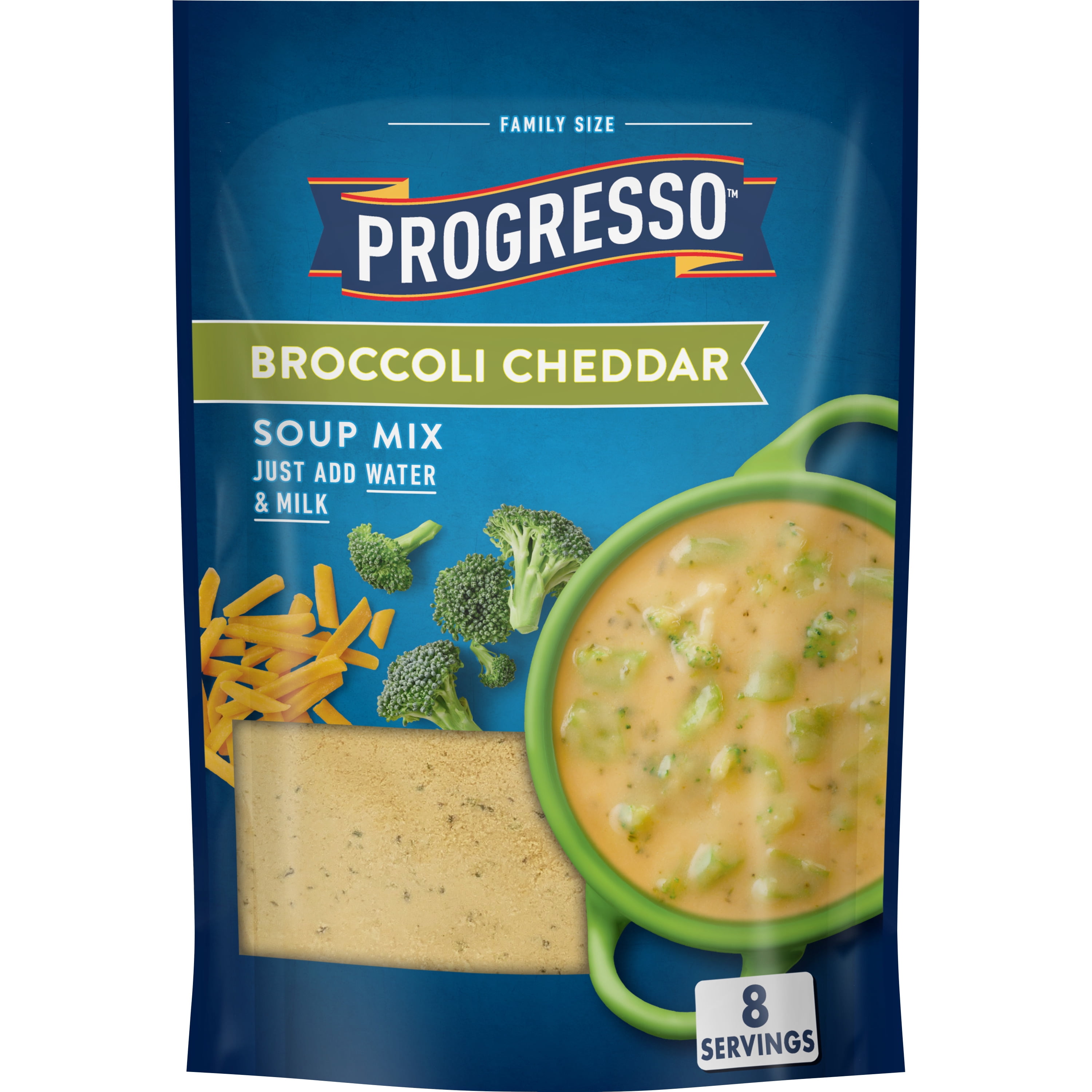 Progresso Broccoli Cheddar Soup Mix, Family Size, 8 servings, 8 oz ...