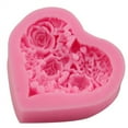 thumbnail image 3 of EeaseMX Molde de silicona para fondant con forma de rosa y corazón 3D, ideal para decorar pasteles, pudines, chocolate, jabón y arcilla polimérica, color rosa., 3 of 7