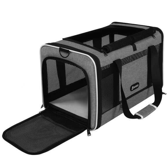 Transportín para gatos GAPZER, suave, 18 x 28 x 28 cm para 7 a 11 kg, color gris
