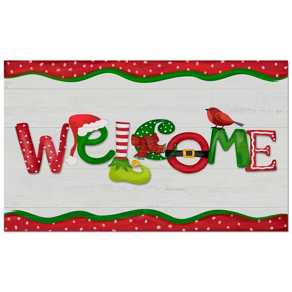 CounterArt "Christmas Welcome" Indoor/Outdoor Entryway Mat 29.5" by 17.75"