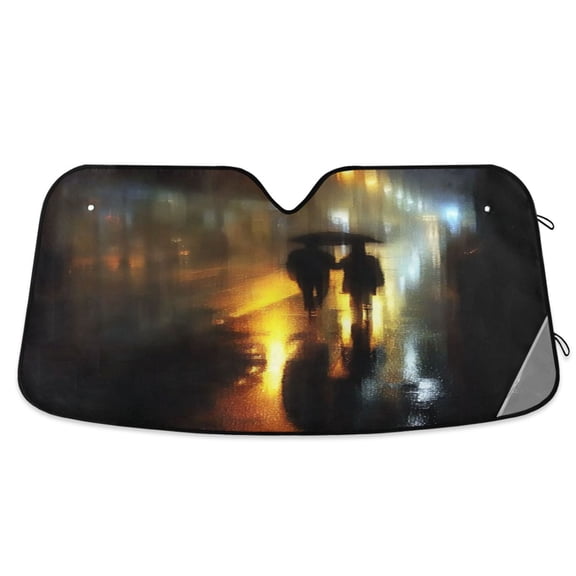 Iauyy Foldable Windshield Sun Shade for Cars, Interior Sun Protection for car UV Protection for Sedan/SUV/Truck, (S/M/L) Walking in The Rain
