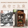 thumbnail image 4 of JOIVI 16.0" Potato and Onion Storage Bin on Wheels, 4-Tier Rolling Fruit and Vegetable Organizer with Side Rack & Drawers, Movable Bread Box Cabinet with Mesh Doors for Kitchen, Rustic Brown, 4 of 8